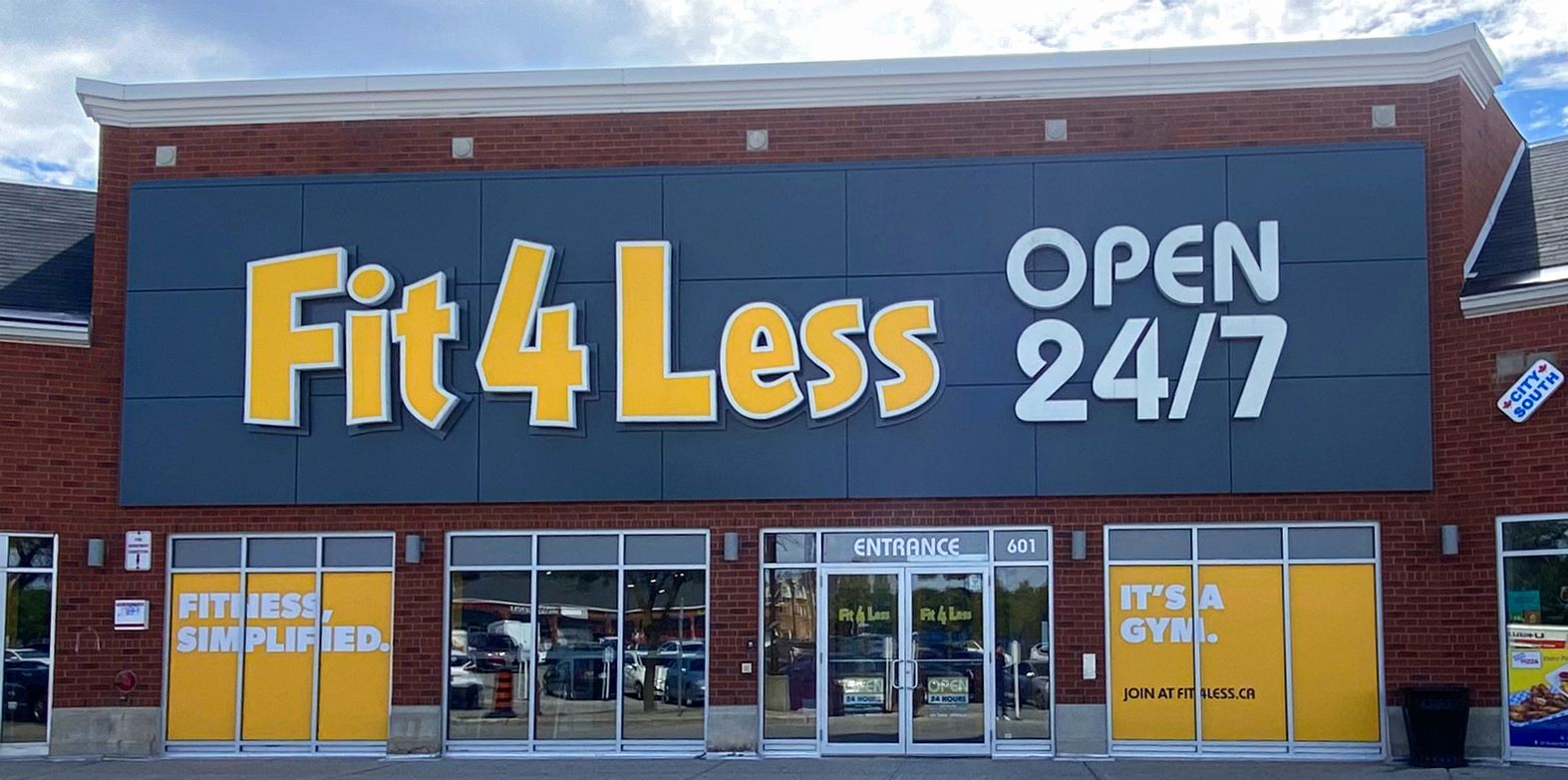 Exterior of a 24/7 Fit4Less Gym